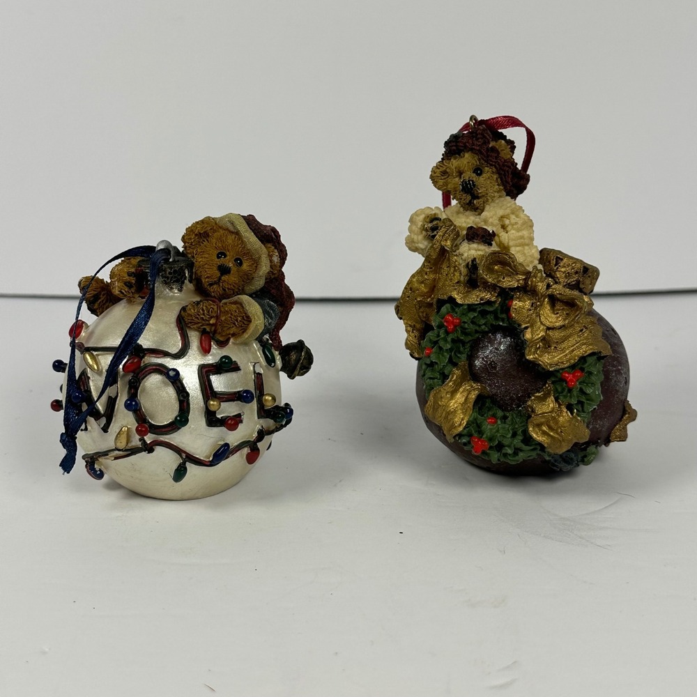 TBC 1996 Teddy Bear Noel Christmas Ornaments Set Handmade China 2pcs